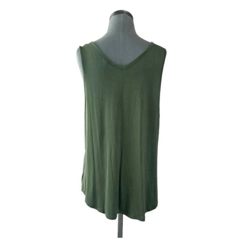 NO BOUNDARIES Womens Tank Top XXXL Green V Neck Ring Accent Rayon Stretch NWT - Picture 8 of 9